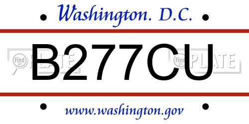 B277CU District Of Columbia License Plate
