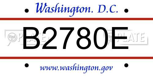 B2780E District Of Columbia License Plate