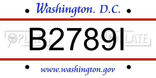 B2789I District Of Columbia License Plate