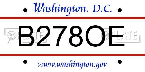 B278OE District Of Columbia License Plate