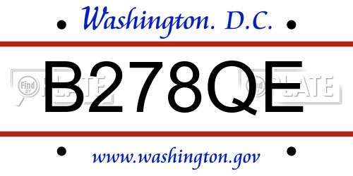 B278QE District Of Columbia License Plate