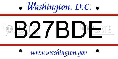 B27BDE District Of Columbia License Plate