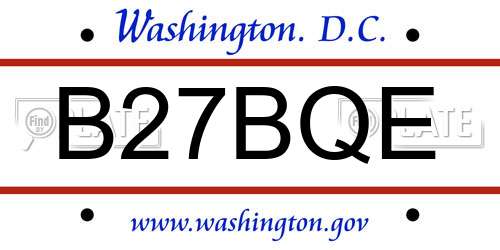 B27BQE District Of Columbia License Plate