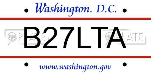 B27LTA District Of Columbia License Plate