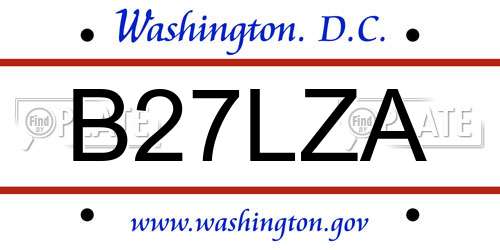 B27LZA District Of Columbia License Plate