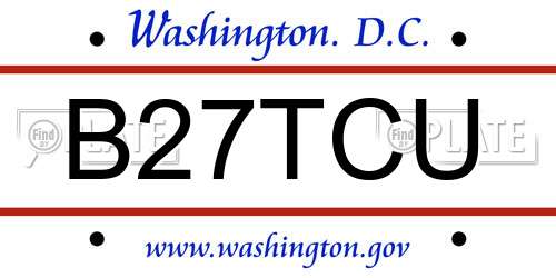 B27TCU District Of Columbia License Plate