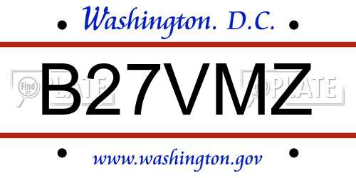 B27VMZ District Of Columbia License Plate