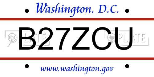 B27ZCU District Of Columbia License Plate