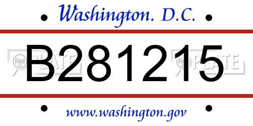 B281215 District Of Columbia License Plate