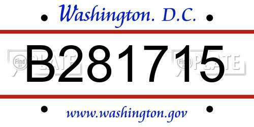 B281715 District Of Columbia License Plate