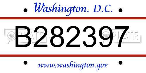 B282397 District Of Columbia License Plate