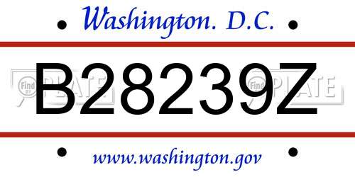 B28239Z District Of Columbia License Plate