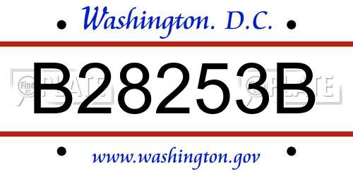 B28253B District Of Columbia License Plate