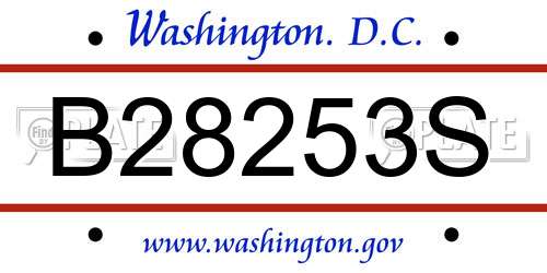 B28253S District Of Columbia License Plate
