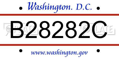 B28282C District Of Columbia License Plate