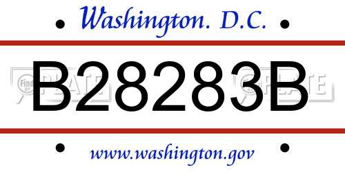 B28283B District Of Columbia License Plate