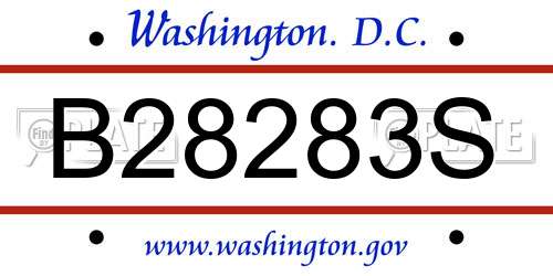 B28283S District Of Columbia License Plate