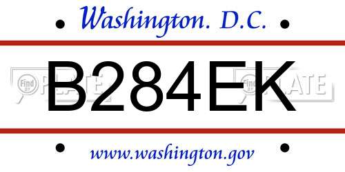 B284EK District Of Columbia License Plate