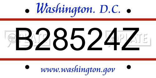 B28524Z District Of Columbia License Plate