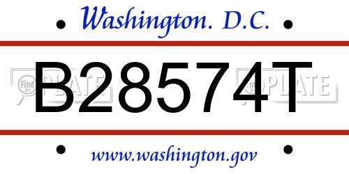 B28574T District Of Columbia License Plate