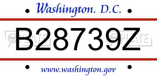 B28739Z District Of Columbia License Plate