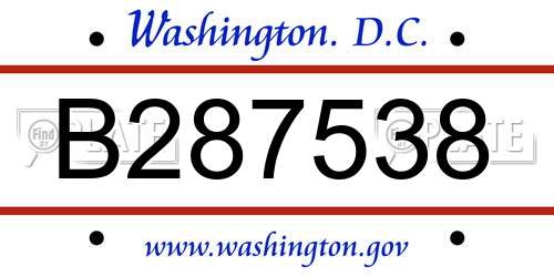 B287538 District Of Columbia License Plate