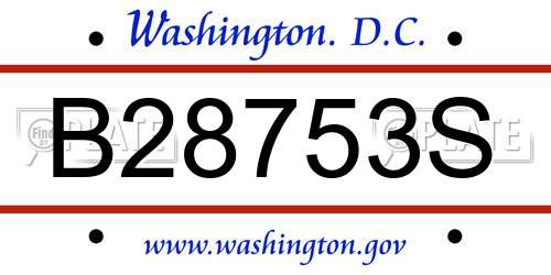 B28753S District Of Columbia License Plate