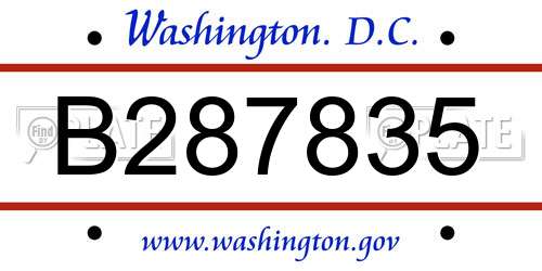 B287835 District Of Columbia License Plate
