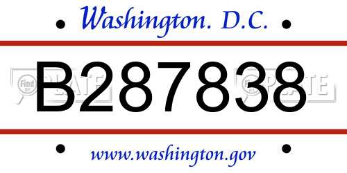 B287838 District Of Columbia License Plate