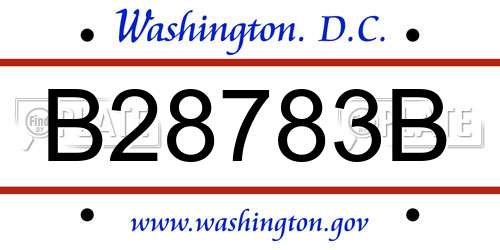 B28783B District Of Columbia License Plate