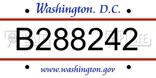 B288242 District Of Columbia License Plate