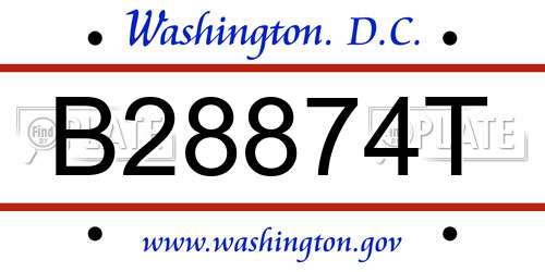 B28874T District Of Columbia License Plate