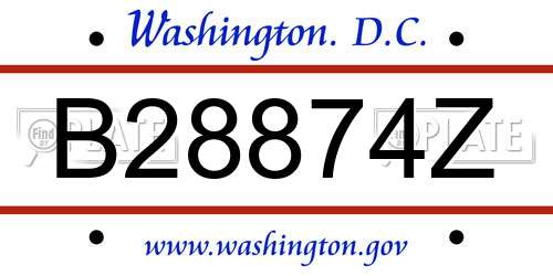 B28874Z District Of Columbia License Plate
