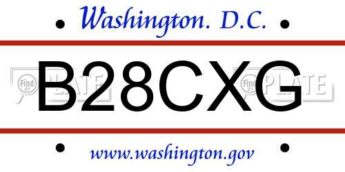 B28CXG District Of Columbia License Plate