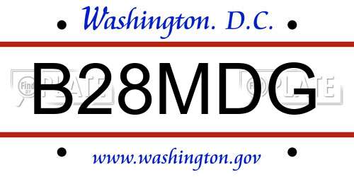 B28MDG District Of Columbia License Plate