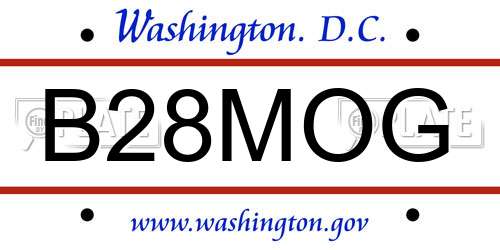 B28MOG District Of Columbia License Plate