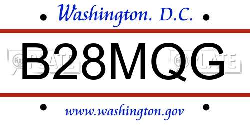 B28MQG District Of Columbia License Plate