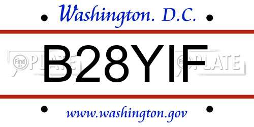 B28YIF District Of Columbia License Plate
