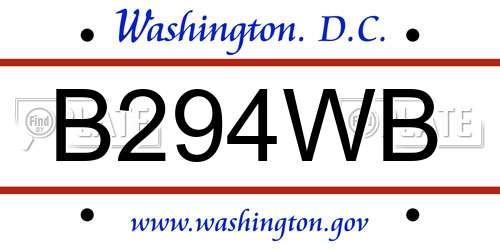 B294WB District Of Columbia License Plate