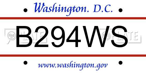 B294WS District Of Columbia License Plate