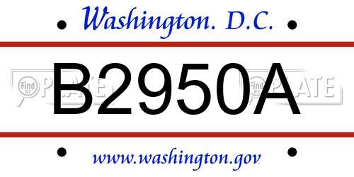 B2950A District Of Columbia License Plate