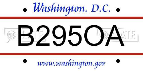 B295OA District Of Columbia License Plate