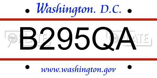 B295QA District Of Columbia License Plate