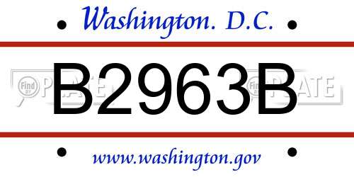 B2963B District Of Columbia License Plate