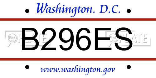 B296ES District Of Columbia License Plate