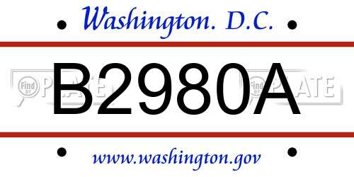 B2980A District Of Columbia License Plate