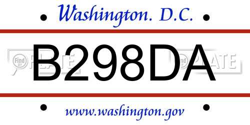 B298DA District Of Columbia License Plate