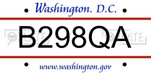 B298QA District Of Columbia License Plate
