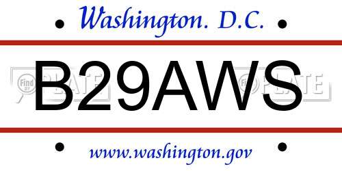 B29AWS District Of Columbia License Plate