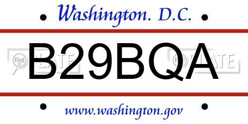 B29BQA District Of Columbia License Plate